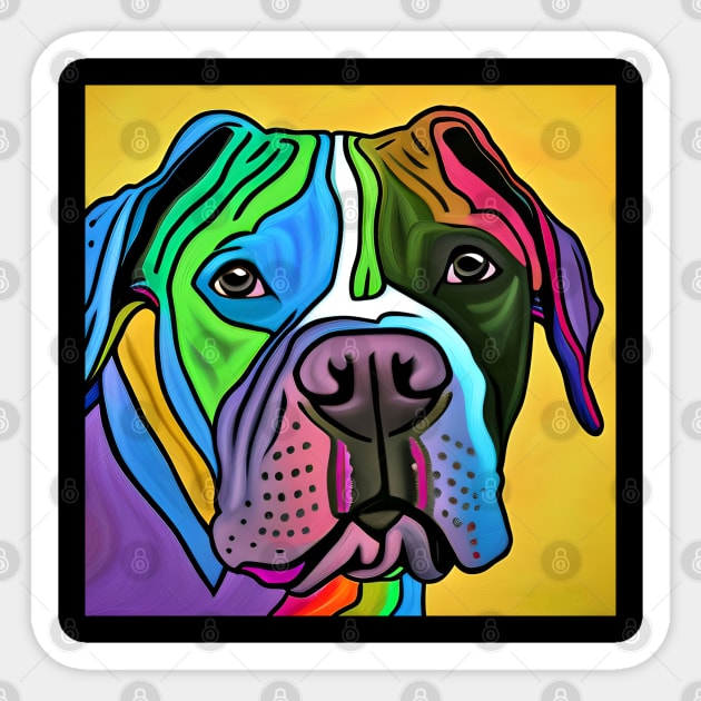 Pitbull Dog Rainbow Painting Sticker by KayBee Gift Shop